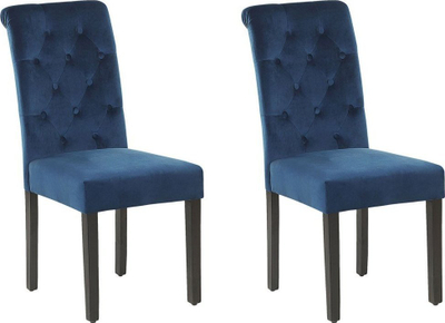 Set karrigesh ngrënie VELVA II, 2 copë, kadife, blu e errët