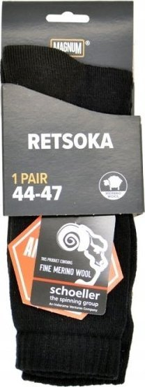 Çorape teknike Magnum Retsoka, lesh merino, për përdorim të fortë, ngjyrë e zezë