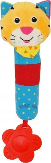 Lodër pelushi për bebe Baby Mix Luan, 18 cm, me zile dhe unazë për kafshim, shumëngjyrëshe
