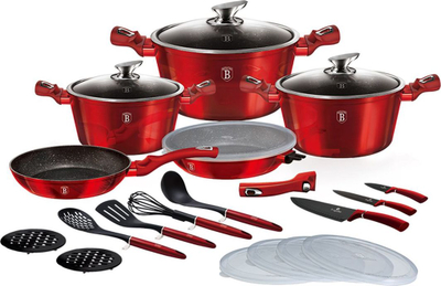 Set tenxhere dhe aksesorë Berlinger Haus, 22 pjesë, të kuqe