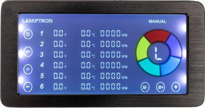 Контролер за вентилатори Ламптрон RF625, PWM и ARGB, со LCD екран, црн