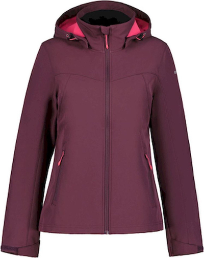 Xhaketë softshell për femra Icepeak Brenham, e papërshkueshme nga uji, me kapuç, vjollcë e errët