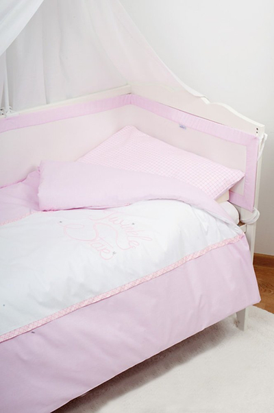 Set shtroje për krevate kalamajsh estilex Twinkle Star TB0281_TS10, 100x135 cm, me mbrojtës dysheku, me yje