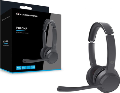 Kufje Conceptronic POLONA04B, Bluetooth, me kabllo, ngjyrë e zezë