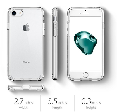 Mbështjellës për telefon Spigen iPhone 7, transparent 