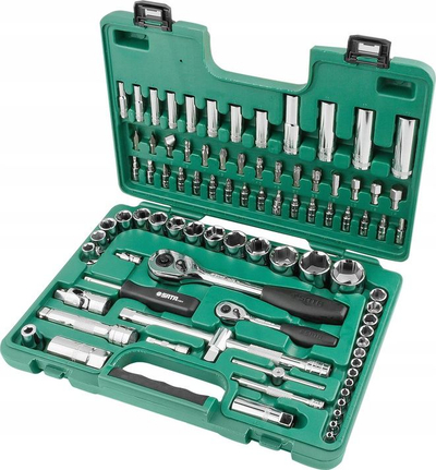 Set çelësa me koka SATA XXL 09013, 86 copa, 1/4" dhe 1/2", me kuti plastike jeshile