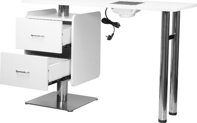 Tavolinë manikyri Cosmetic Desk 6543, me aspirator pluhuri, 2 sirtarë, e bardhë
