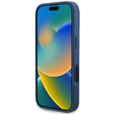 Заштитна маска Guess MagSafe за iPhone 16 Pro, дизајн со цвеќиња, сина