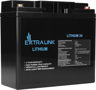 Bateri Extralink Lithium 24 EX.30424, LiFePO4, 24Ah, 12.8V, e zezë