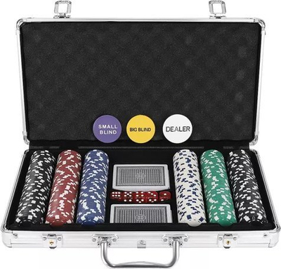 Set poker me 300 zhetona HQ 23528, me valixhe alumini, shumëngjyrësh