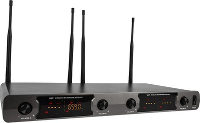 Sistem mikrofonësh pa tel NN WMIC4, 4 kanale UHF, me 3 mikrofona dore edhe headset, i zi