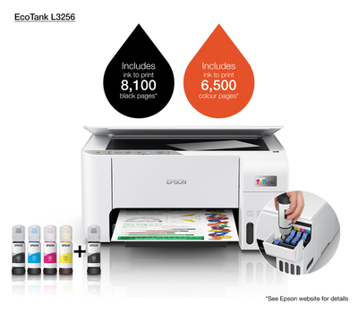 Printer multifunksional Epson L3256, Inkjet, i bardhë
