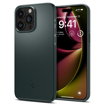 Mbështjellëse për iPhone 15 Pro Spigen Thin Fit, e gjelbër