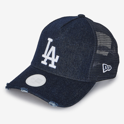 Kapele New Era LA Dodgers Distressed Trucker, rrjetë, e kaltert denim navy