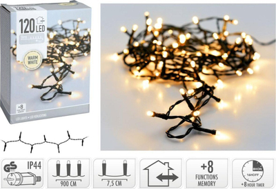 Qengjela dritash Krishtlindje pa markë, 120 LED, me timer, e bardhë e ngrohtë