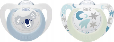 Biberon qetësues NUK Star, 0-6 muaj, silikon BPA-free, set 2 copë, blu