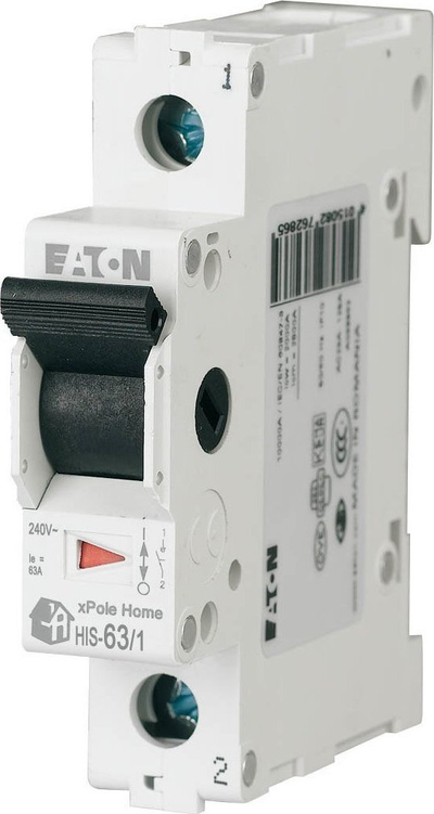 Çelës izolues modular Eaton HIS-63/1, 63A, 1P, i bardhë