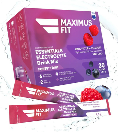 Suplement elektrolitesh Maximus Fit Essentials, forest fruit, 30x8.5g