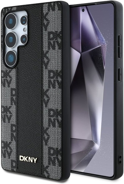 Футрола за телефон DKNY Leather Checkered MagSafe за Samsung S25 Ultra, TPU и еко кожа, црна