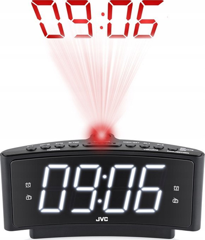 Radio orë JVC RA-E314B, projekcion ore, alarm i dyfishtë, e zezë