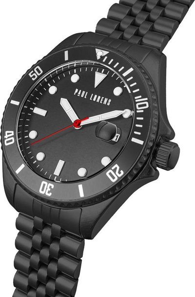 Orë dore për meshkuj Paul Lorens PL13030B-1A5, mekanizëm quartz, metal, e zezë