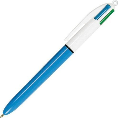 Stilolaps automatik Biurfol Bic White Blue, 4 ngjyra, majë mesatare, i bardhë me blu