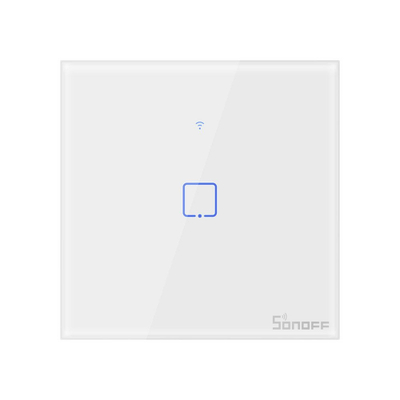 Ndërprerës Inteligjent me Prekje Sonoff T0 EU TX, Wireless, 1 Kanal, i Përshtatshëm me iOS/Android, Amazon Alexa/Google Assistant, me Panel Xhami, i Bardhë.