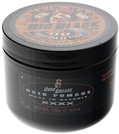 Pomadë flokësh Cock Grease Ultra Hard The Big Black, fiksim shumë i fortë, 100g, e zezë