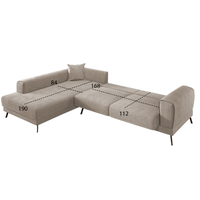 Divan krevat këndor Zenora HM3337.03L, kënd majtas, 303x214 cm, bezhë