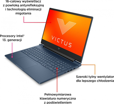 Laptop HP Victus 16, 16" 144 Hz, Intel Core i5 13500H, 16 GB RAM, 512 GB SSD, Nvidia GeForce RTX 4050, i kaltër