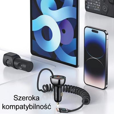 Karikues veture Usams C37, 60W PD QC, 1xUSB 1xUSB C, i zi