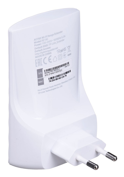 Range extender TP-Link RE190, AC750, Dual Band, i bardhë