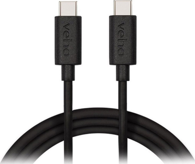 Кабел за полнење Veho USB-C во USB-C, 1 m, 60W, црн