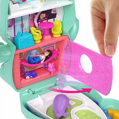 Set loje Polly Pocket Set Sail Kitty Compact, kukull me aksesorë, portativ, shumëngjyrësh
