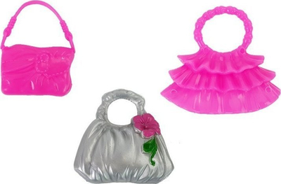 Kukull LeanToys princeshë, me fustan t'gjatë vjollcë, me çantë edhe gjëra shtesë
