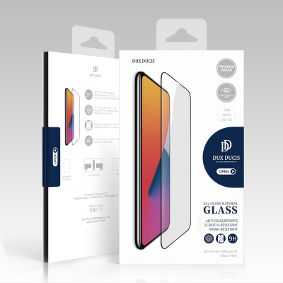 Xham mbrojtës Dux Ducis 9D për Oppo A17, 9H, me kornizë të zezë
