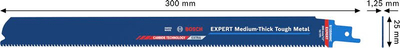 Teh sharre reciproke Bosch Expert S1255HHC, 300 mm, për metal, blu