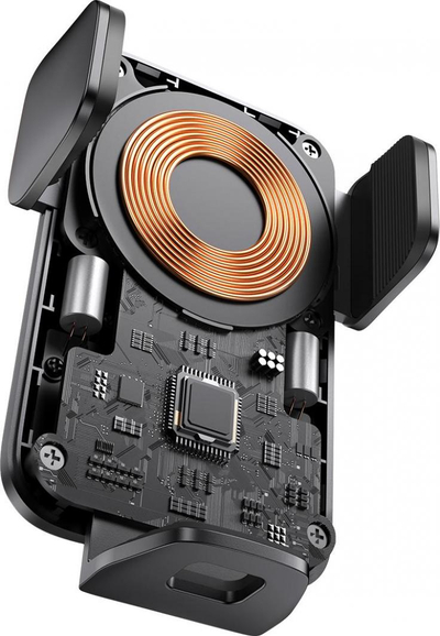 Mbajtëse telefoni për veturë Baseus Wisdom, karikim wireless 15W, montim në grilë ajri, e zezë