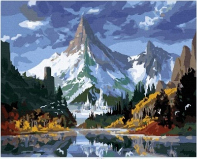 Set pikture me numra Norimpex “Kështjellë në male”, 40x50cm, kanavacë me bojëra akril, shumëngjyrësh