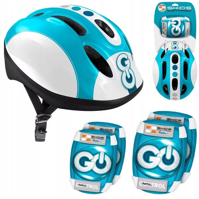 Set mbrojtës për fëmijë, helmetë 53 56 cm, mbrojtëse gjunjë dhe bërryla, shumëngjyrësh