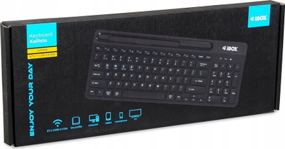 Tastierë IBOX Kallisto, wireless 2.4 GHz dhe Bluetooth 5.1, QWERTY, e zezë