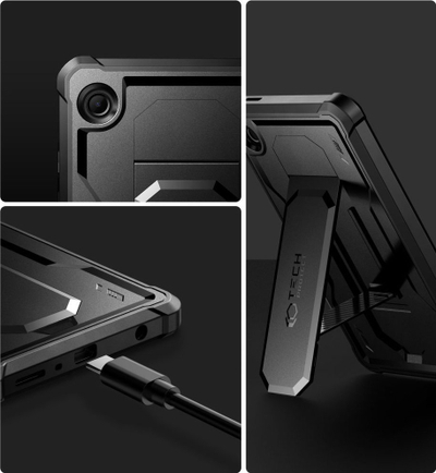 Mbrojtëse tablet Tech-Protect Kevlar Pro Galaxy Tab A9 8.7", me kapak, me këmbë mbajtëse, e zezë