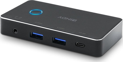Ndarës USB Lindy 43387, 4 porta USB 3.0, dalje audio 3.5mm, gri