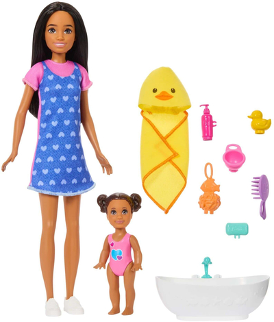 Set lojërash Barbie Skipper Babysitters Inc, kukulla Skipper dhe toddler, vaskë, shumëngjyrëshe