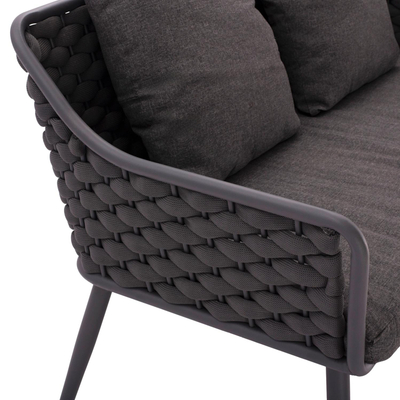 Set dhomë ndenjeje metal + wicker HM5711, gri