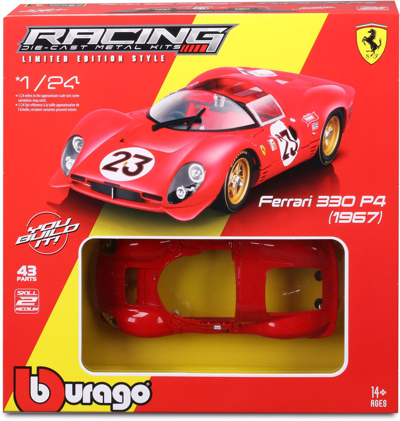 Model veture Bburago Ferrari Daytona 330 P4 1967, shkalla 1:24, set montimi, shumëngjyrëshe