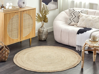 Tapet jute MENEMEN, rrumbullak, 120 cm, bezhë e çelët