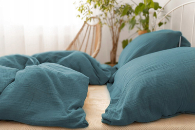 Сет чаршафи Matex Muslin Bedding, 220x200 cm, памук муслин, темен смарагд