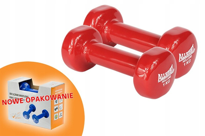 Set peshash vinili Allright, 2 x 1 kg, për fitnes, të kuqe
