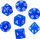 Set zaresh Rebel Dice, 7 copë, blu e çelët